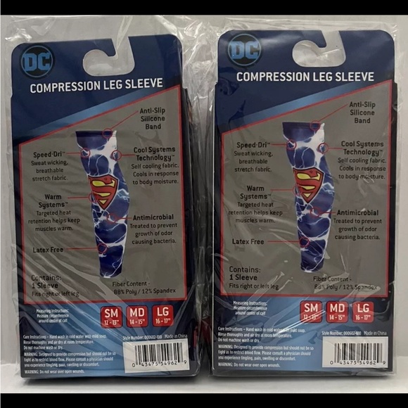 DC Comics Superman Logo Athletic Sports Compression Leg Sleeve Large 2 - Picture 3 of 3